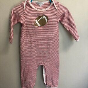 Magnolia Baby Boy Red Stripe Football Applique  One Piece 9 months